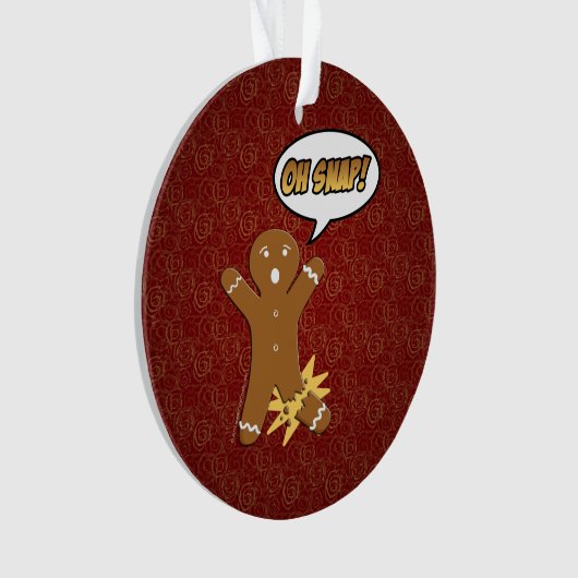 ああスナップおもしろいクリスマスジンジャーブレッドマン折れた脚 オーナメント (正面)