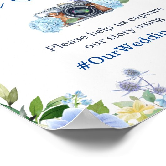 ああスナップインスタグラムのサイン青あじさい緑 ポスター (角)