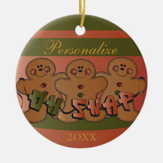 ああスナップ漫画ジンジャーブレッド セラミックオーナメント (正面)