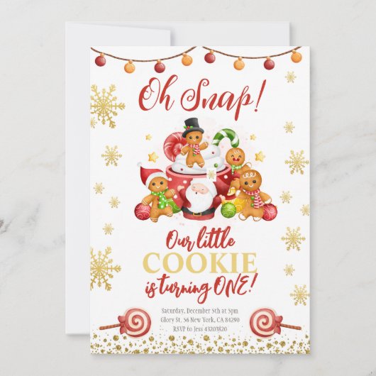 ああスナップ私たちの小さなクッキー誕生日招待状 招待状 (正面)
