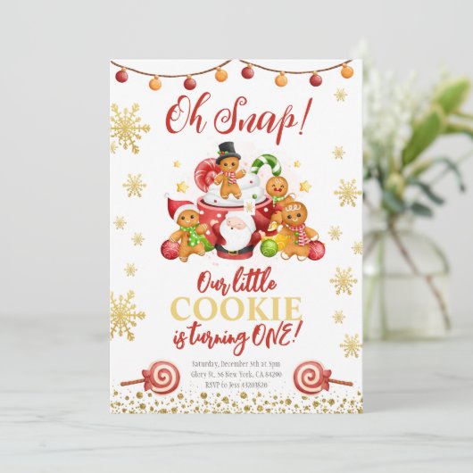 ああスナップ私たちの小さなクッキー誕生日招待状 招待状 (スタンド正面)
