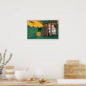 ああハロウィーンの黒猫の怖い子供 ポスター (キッチン)