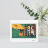 ああハロウィーンの黒猫の怖い子供 ポストカード (スタンド正面)