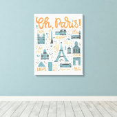ああパリ！ |町のタイポグラフィ キャンバスプリント (インサイチュ (ウッドフロア))