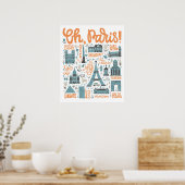 ああパリ! |町のタイポグラフィ ポスター (キッチン)