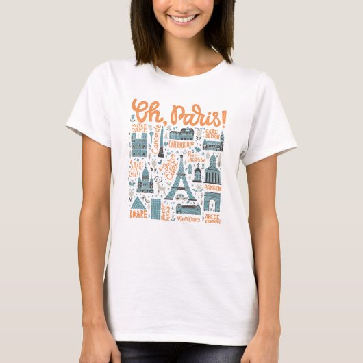 ああパリ！ |町のタイポグラフィ Tシャツ (正面)