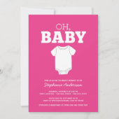 ああベビーお洒落- Teeホットピンクの女の子シャワー 招待状 (正面)