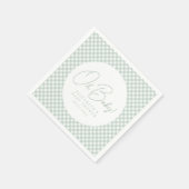 ああベビーかわいいグリーンジンガム赤ちゃんシャワー スタンダードカクテルナプキン (角)
