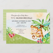 ああベビーかわいいサルのジャングル赤ちゃんシャワー 招待状 (正面/裏面)