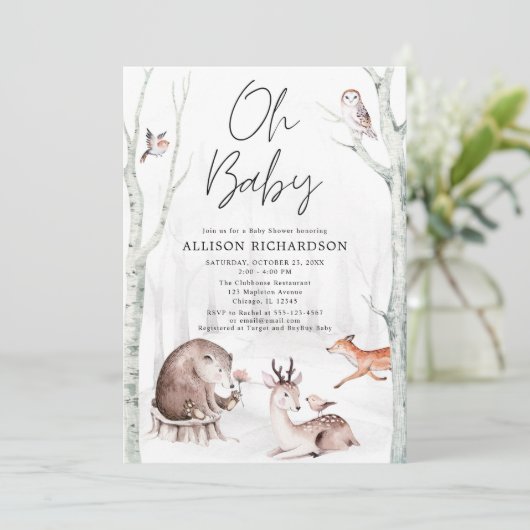 ああベビーの森の動物のシ男女兼用ャワー 招待状 (スタンド正面)