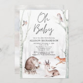ああベビーの森の動物のシ男女兼用ャワー 招待状 (正面/裏面)
