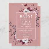 ああベビーほこりっぽいバラフローラすべて1つの赤ちゃんシャワー 招待状 (正面/裏面)