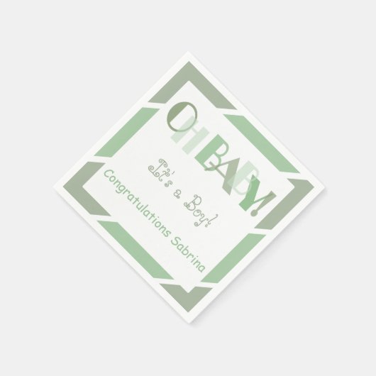 ああベビーガールセージ緑の赤モダンちゃんシャワー スタンダードカクテルナプキン (角)