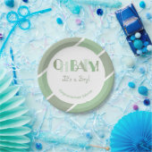 ああベビーガールセージ緑の赤モダンちゃんシャワー ペーパープレート (パーティー)