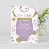 ああベビーガール、ベビーシャワー招待状、フェイク金ゴールド 招待状 (スタンド正面)