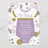 ああベビーガール、ベビーシャワー招待状、フェイク金ゴールド 招待状 (正面/裏面)