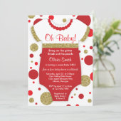 ああベビーガール、ベビーシャワー招待状、フェイク金ゴールド 招待状 (スタンド正面)