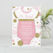 ああベビーガール、ベビーシャワー招待状、フェイク金ゴールド 招待状 (スタンド正面)