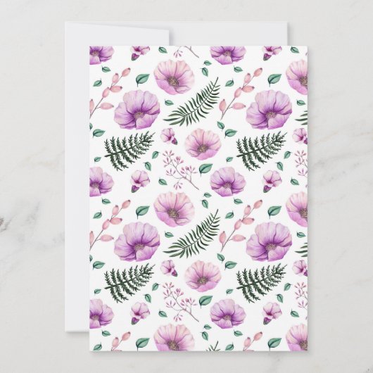 ああベビーキリン紫の花シャワーモダン付き 招待状 (裏面)