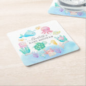 ああベビーシーベイビーシャワーの下 スクエアペーパーコースター (アングル)