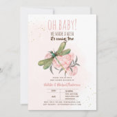 ああベビードラゴンフライ希望の赤ちゃんシャワーフローラを作る 招待状 (正面)