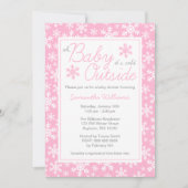 ああベビーピンクの赤ちゃんシャワー外は寒い 招待状 (正面)