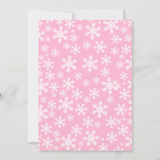 ああベビーピンクの赤ちゃんシャワー外は寒い 招待状 (裏面)