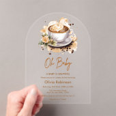 ああベビーベビーはブラウンコーヒーベビーシャワーを醸造している アクリル招待状 (インサイチュ (ポータブル))