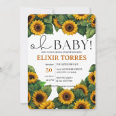 ああベビーモダンひまわりエレガント赤ちゃんシャワー 招待状 (正面)