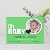 ああベビーモダングリーン写真誕生発表 案内状 (スタンド正面)