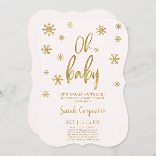 ああベビー冬の赤ちゃんの外は寒い 招待状 (正面/裏面)