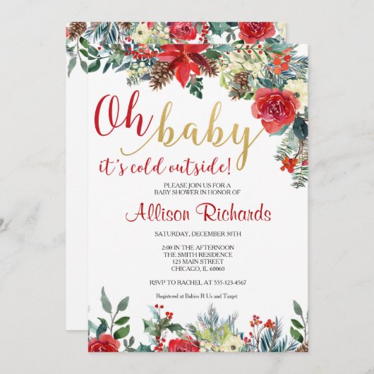 ああベビー外の休日は寒い男女兼用 招待状 (正面/裏面)