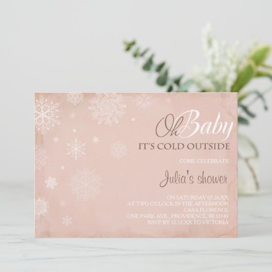 ああベビー外寒いヴィンテージピンク招待状 招待状 (スタンド正面)