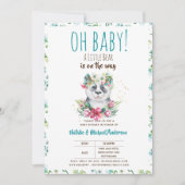 ああベビー小さなクマが途中のパンダのシャワー 招待状 (正面)