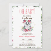 ああベビー小さなクマが途中のパンダのシャワー 招待状 (正面)