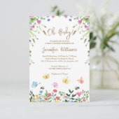 ああベビー男女兼用、赤ちゃんシャワーフローラシック 招待状 (スタンド正面)