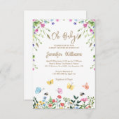 ああベビー男女兼用、赤ちゃんシャワーフローラシック 招待状 (正面/裏面)