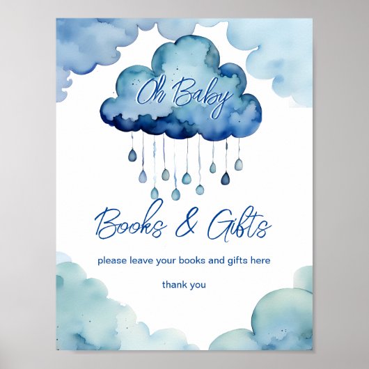 ああベビー雲の赤ちゃんシャワー本とギフトのサイン ポスター (正面)