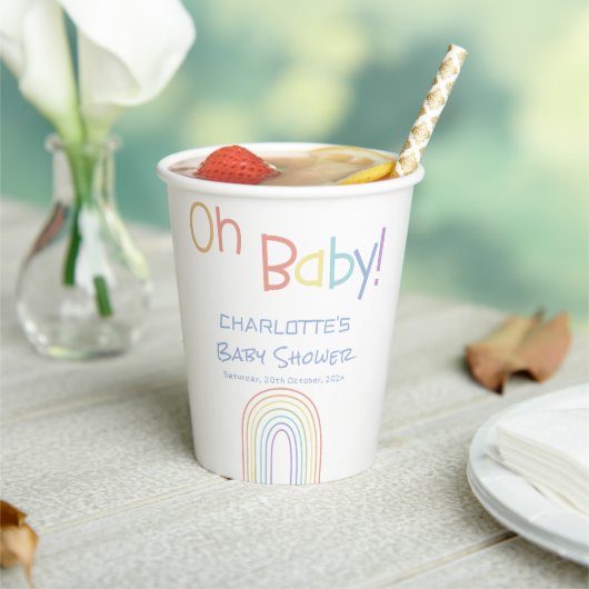 ああベビー!かわいいカラフル虹の赤ちゃんシャワー 紙コップ (インサイチュ)