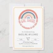 ああベビー!かわいい虹の赤男女兼用ちゃんシャワー 招待状 (正面)