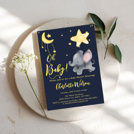 ああベビー!かわいい象とバルーン赤ちゃんシャワー 招待状