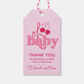 "ああベビー"さくらんぼ上の上にありがとうギフトラベル ギフトタグ (正面)
