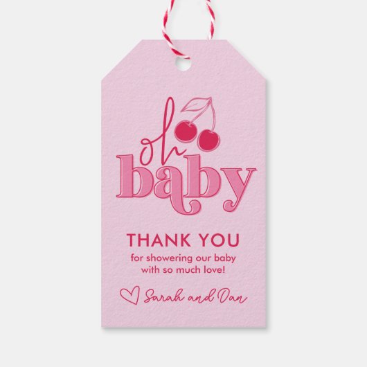 "ああベビー"さくらんぼ上の上にありがとうギフトラベル ギフトタグ (裏面)