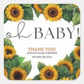 "ああベビー"ひまわりモダンのエレガント赤ちゃんシャワー スクエアシール (正面)