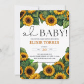 "ああベビー"ひまわりモダンのエレガント赤ちゃんシャワー 招待状 (正面)