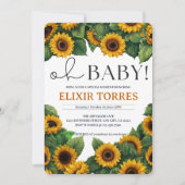 "ああベビー"ひまわりモダンのエレガント赤ちゃんシャワー 招待状 (正面)