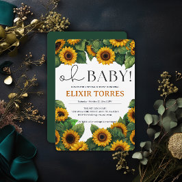"ああベビー"ひまわりモダンのエレガント赤ちゃんシャワー 招待状