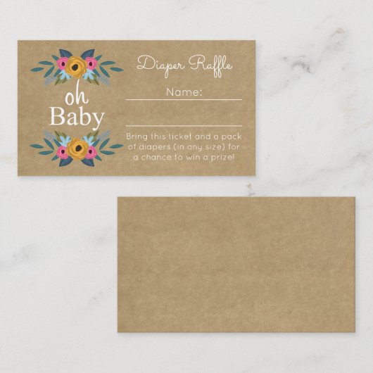 ああベビー!クラフト素朴フローラリースおむつラッフル エンクロージャーカード (正面/裏面)