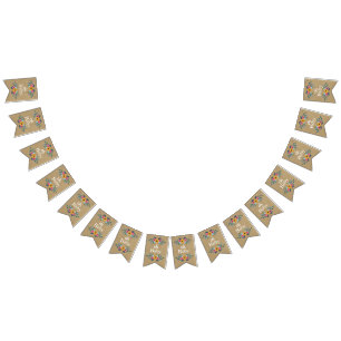 ああベビー!クラフト素朴フローラリースベビーシャワー バンティングフラッグ