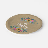 ああベビー!クラフト素朴フローラリースベビーシャワー ペーパープレート (アングル)